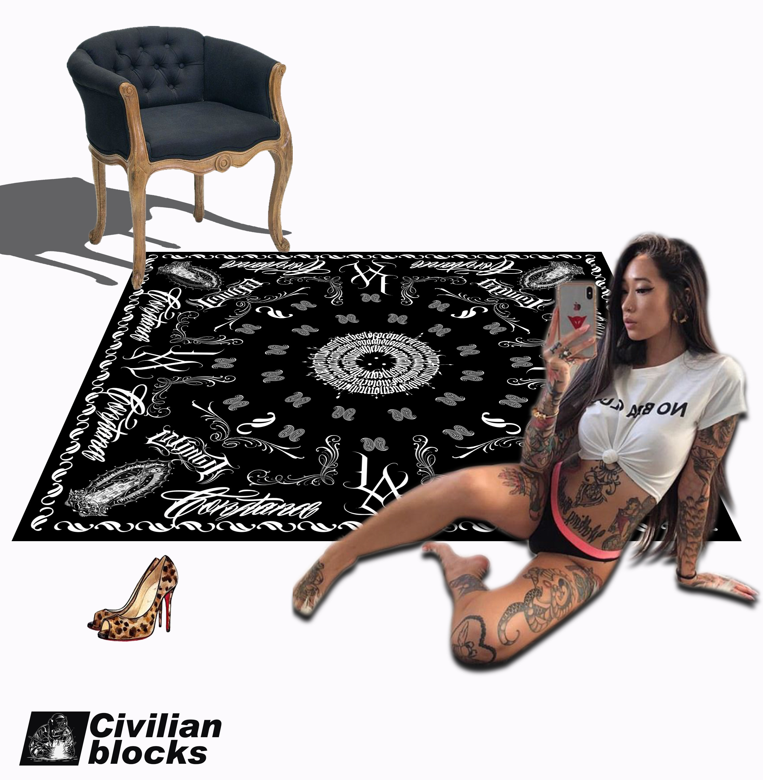 West Coast Kano hiphop hip hop oldschool flower body word Hardcore rap gangsta custom carpet floor mat