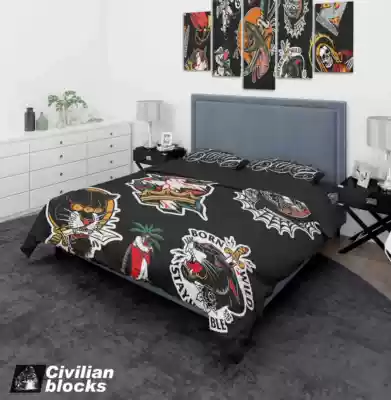 West Coast Chicano old school Flower Body character gangster hardcore hip hop dark bed four-piece set