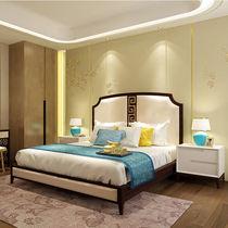 New Chinese style 1 8 m double bed modern bedroom solid wood bed minimalist cloth art bed hotel-like room furniture custom-made