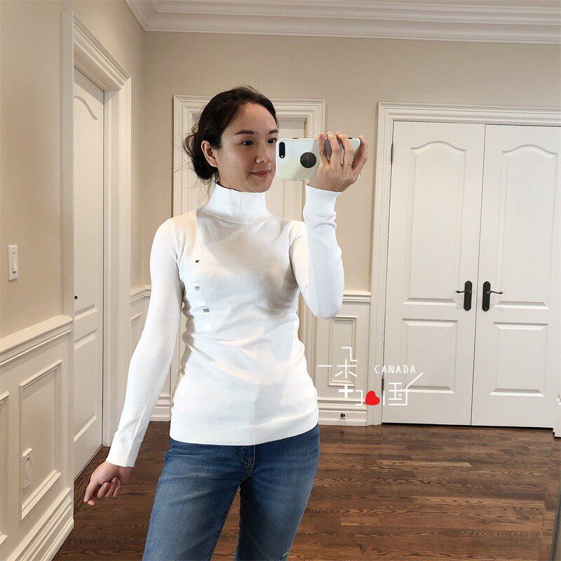 Tommy Tommy Tommy - style semi - tall - collar base knitting sweater and blouse