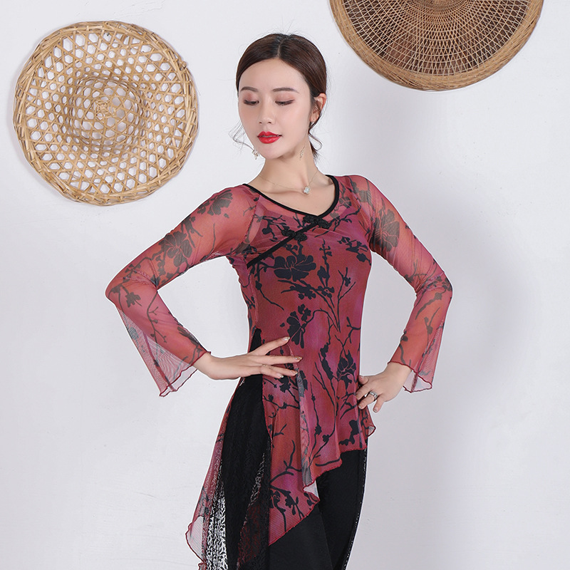 National classical dance practice clothes female adult body rhythm body gauze elegant performance out of clothing folk modern dance