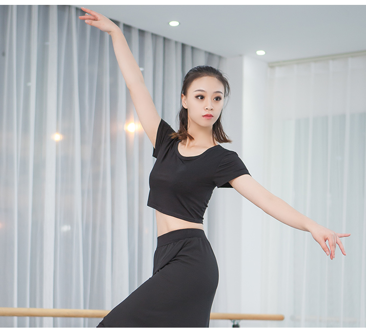 Belly Leather Dance Loaded With Navel Bodysuit Movement Yoga Fitness Suit Female Adult Dance Suit Short Sleeve