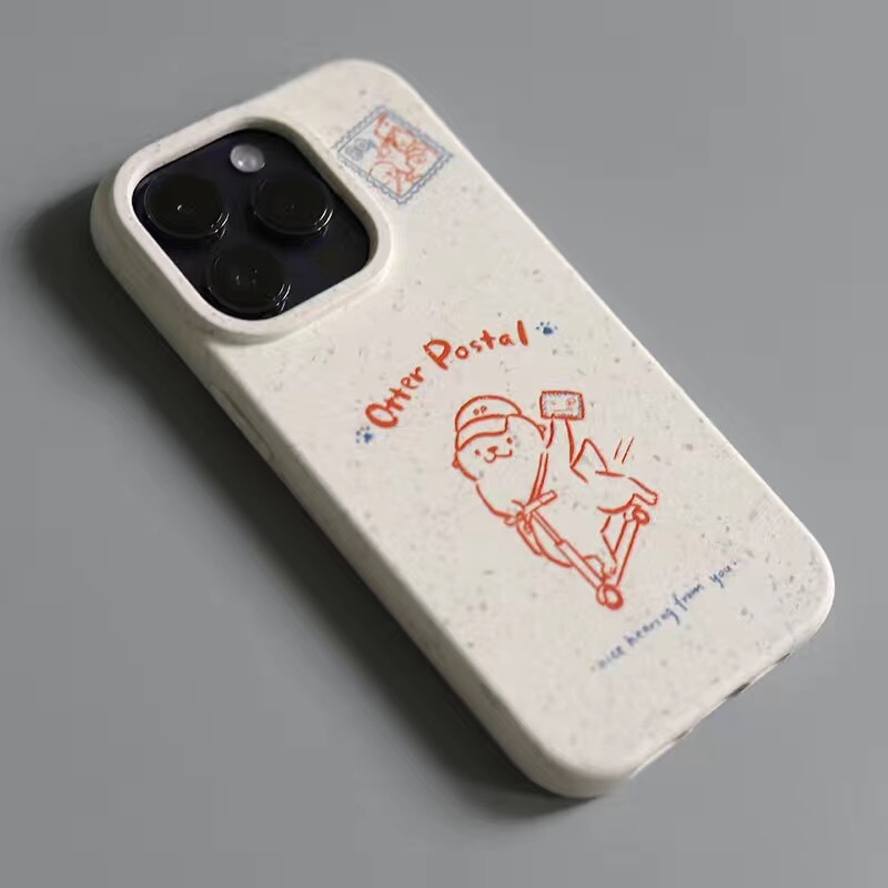 Cute Otter Postman iPhone 16 Phone Case 15Promax Apple 14/13Pro Cartoon Illustration 12/11 Simple Niche Unisex Model Xsmax Creative Full Coverage Silicone 7/8