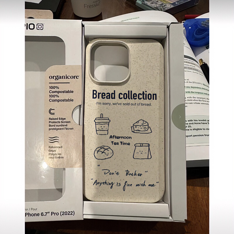 Minimalist Line Bread Apple 16 Pro Max Phone Case iPhone 15 Pro European and American Style 14 Fashion 13/12 Mini Wheat Case XS Max Full Protection Anti-Drop 7 Plus/8 Plus Creative Xr Niche