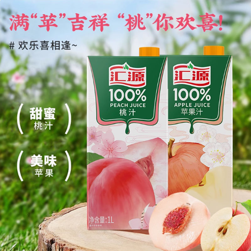 【汇源】浓缩百分百维C血橙果汁1L*2