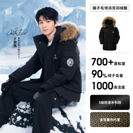 骆驼女装派克羽绒服中长款2025冬季保暖加厚毛领工装羽绒外套男