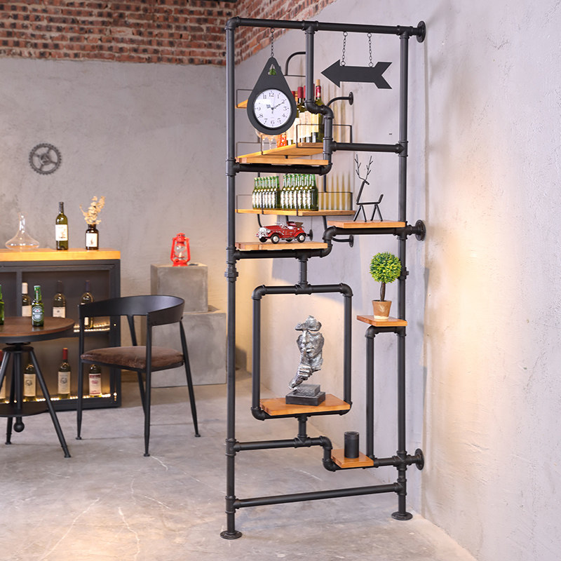 Water pipe screen Wrought iron creative living room office partition Dining room Retro shelf Industrial wind floor-to-ceiling decorative frame