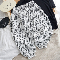 Baby Soft Cotton Linen Light Cage Pants Summer Thin male Child loose trousers Girls children Anti-mosquito pants Baby home pants