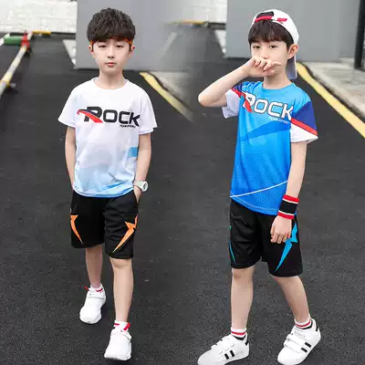 Boys summer dress set Boys Jersey summer children basketball suit 2021 new summer sports short sleeve two-piece set