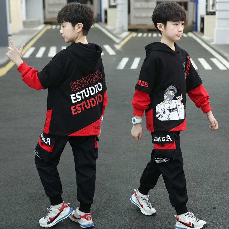 Children's clothing 2022 new boy trend suit CUHK children's autumn clothes sports Two suits Children's Spring and Autumn Handsome Air Tide