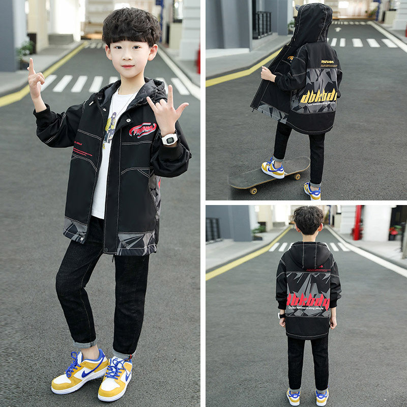 Boy's jacket Spring and autumn section 2022 New CUHK Costume Blouses Jacket with long version of the boy's spring clothing in the middle of the year