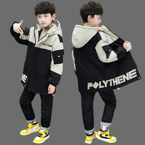 Childrens cotton clothes male boys winter thick Korean version of the tide air 2021 new long cotton padded jacket winter cotton tide children