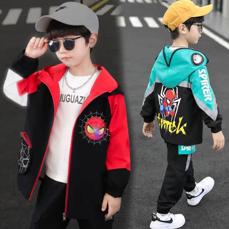 Children's clothing boy autumn clothing suit 2021 new trend Spiderman Spring and autumn in two sets of big child sports tide