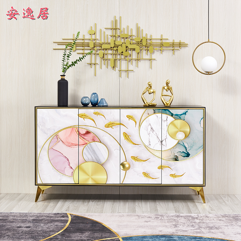 Modern light luxury entrance cabinet simple restaurant storage cabinet into the entrance hall decorative cabinet new Chinese solid wood household cabinet
