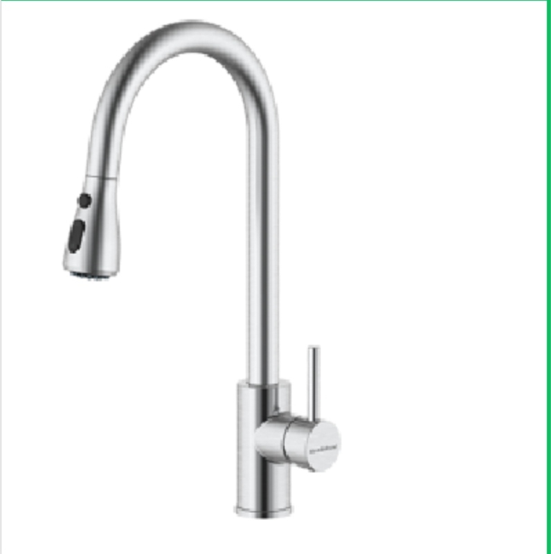 Andekai Pull-Out Kitchen Faucet with Top-Mounted Installation, Sus304 Stainless Steel, Hot and Cold Water