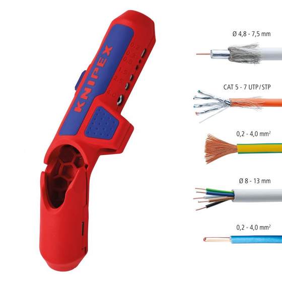 KNIPEX 독일 곡선 핸들 와이어 스트리퍼 169502SB 스프링 리턴 및 잠금 와이어 스트리퍼 스트리핑 도구