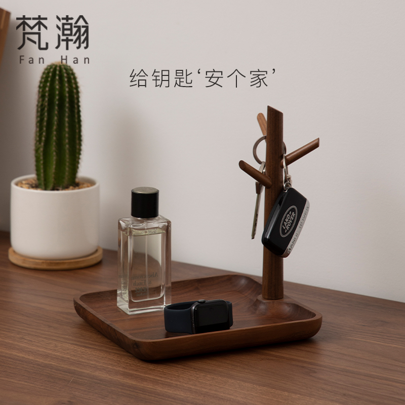 Van vastness solid wood entrance door hanging key frame swing piece doorway Xuanguan shelf desktop mask key containing box-Taobao