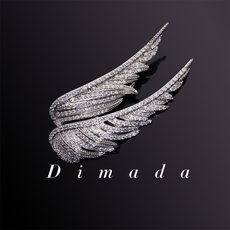 D M D dimanda biwing Twin Fly Angels Wings Dimada Feather Brooch Chest and Acupuncture Female Upscale Couple