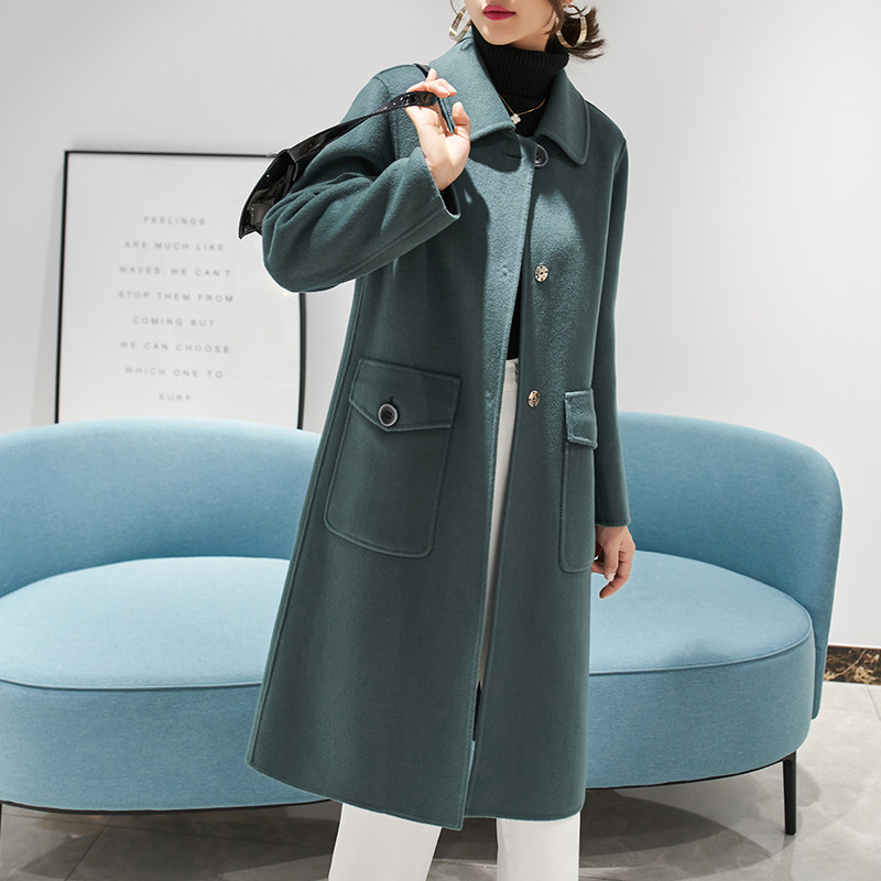 Double face cashmere Grand coat Women's medium long version 2021 New high-end popular temperament Herbenwind Mao jacket Fall