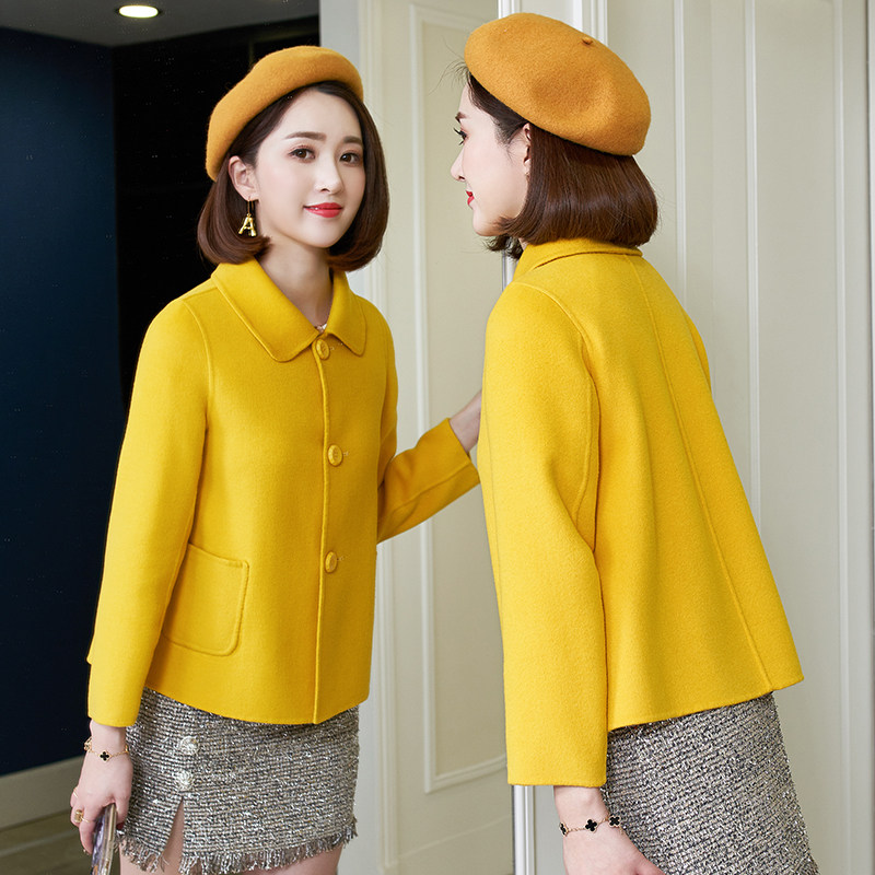 2021 autumn and winter new double-sided cashmere coat women's small 100% wool doll collar woolen coat women's short