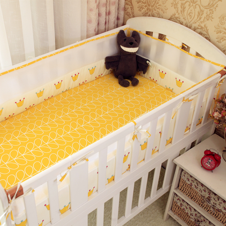 Baby bed bed perimeter summer breathable mesh 3D anti-collision baby four seasons universal cotton children's bedding set