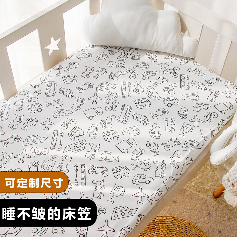 ins no fluorescent agent baby newborn children's bed cover pure cotton can be customized kindergarten baby bed sheet bedspread cushion cover