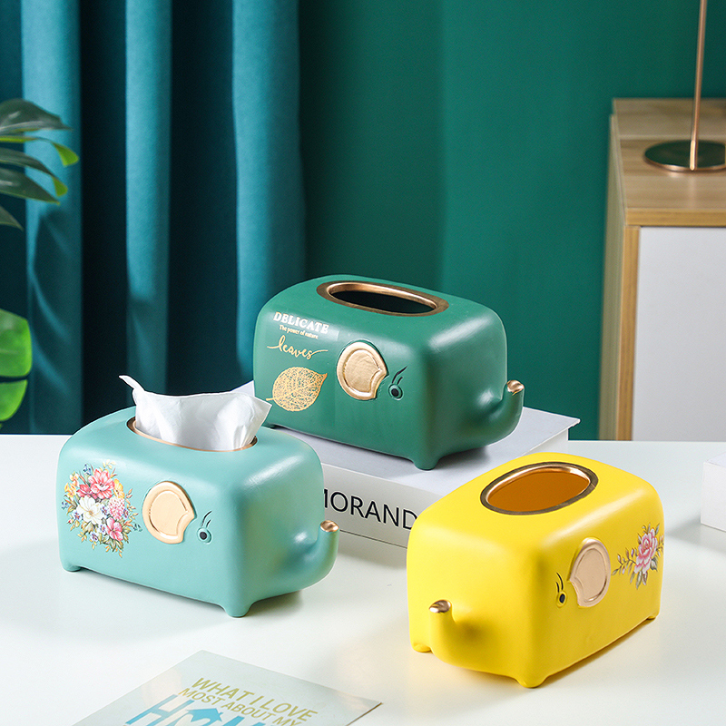 European style ceramic tissue box, living room decoration, paper drawer, creative European style luxury living room, tea table,