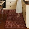 Medieval style kitchen special floor mat, linen woven non-slip, oil-proof, wipeable, washable foot mat, water-absorbent and stain-resistant carpet