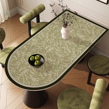 American semicircular island dining table cushion waterproof oil-proof anti-scalding curve light luxury high-end tablecloth oval cushion American semicircular island dining table cushion waterproof oil-proof anti-scalding curve light luxury high-end tablecloth oval cushion