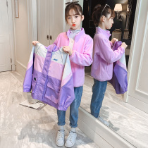 Girls clothing autumn plus velvet padded jacket 2021 new mid-day childrens winter clothing warm coat