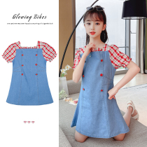 Girls summer trendy ocean gas denim dress dress 2022 New Han Fan CUHK Scout Dress Summer Dress Tide