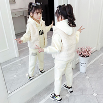 Womens three-piece set Net red autumn clothes 2021 new foreign style in the big Children Fashion Korean fashion thick clothes