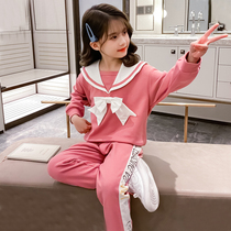  Girls  autumn clothes Western style net red two-piece suit 2021 spring and Autumn new Zhongda childrens sweater childrens clothes