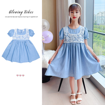 Girl Clothing Summer Bubble Cuff Jeans dress 2022 New Han Fan CUHK Scout little girl Ocean Thin Skirt