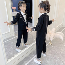 Womens clothing autumn childrens suit suit 2021 spring and autumn clothing new middle and big children Womens fashionable Foreign suit