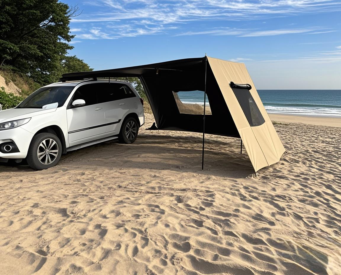 Автомобиль счет сторону 户外铝壳合金硬壳车边帐黑胶房车遮阳棚天幕车顶侧帐篷露营车尾帐 Tuyele