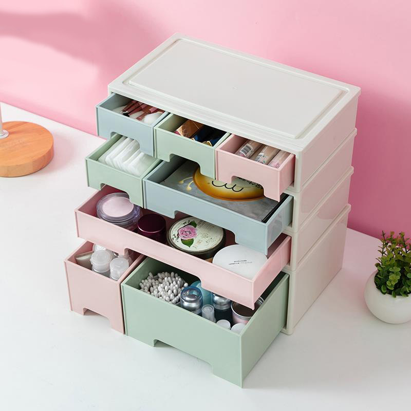 Drawer-type desktop storage box Cosmetic dressing box Plastic stackable office storage cabinet Skin care storage box