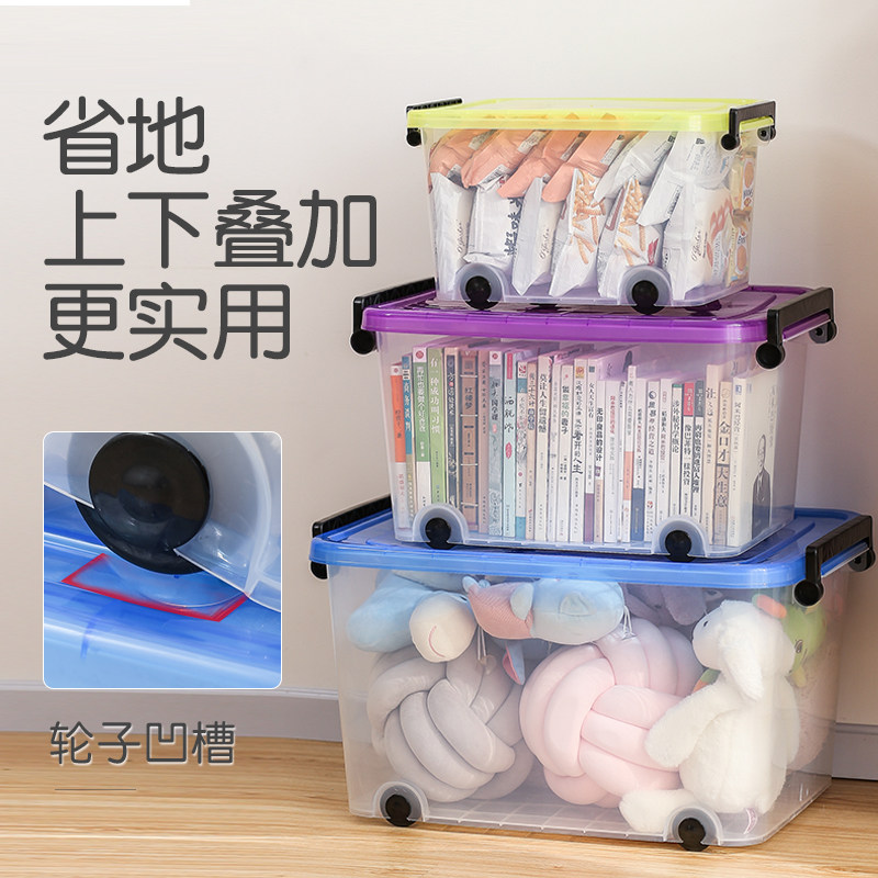 King-size thickened transparent storage box Household clothes quilt finishing storage plastic box Large capacity