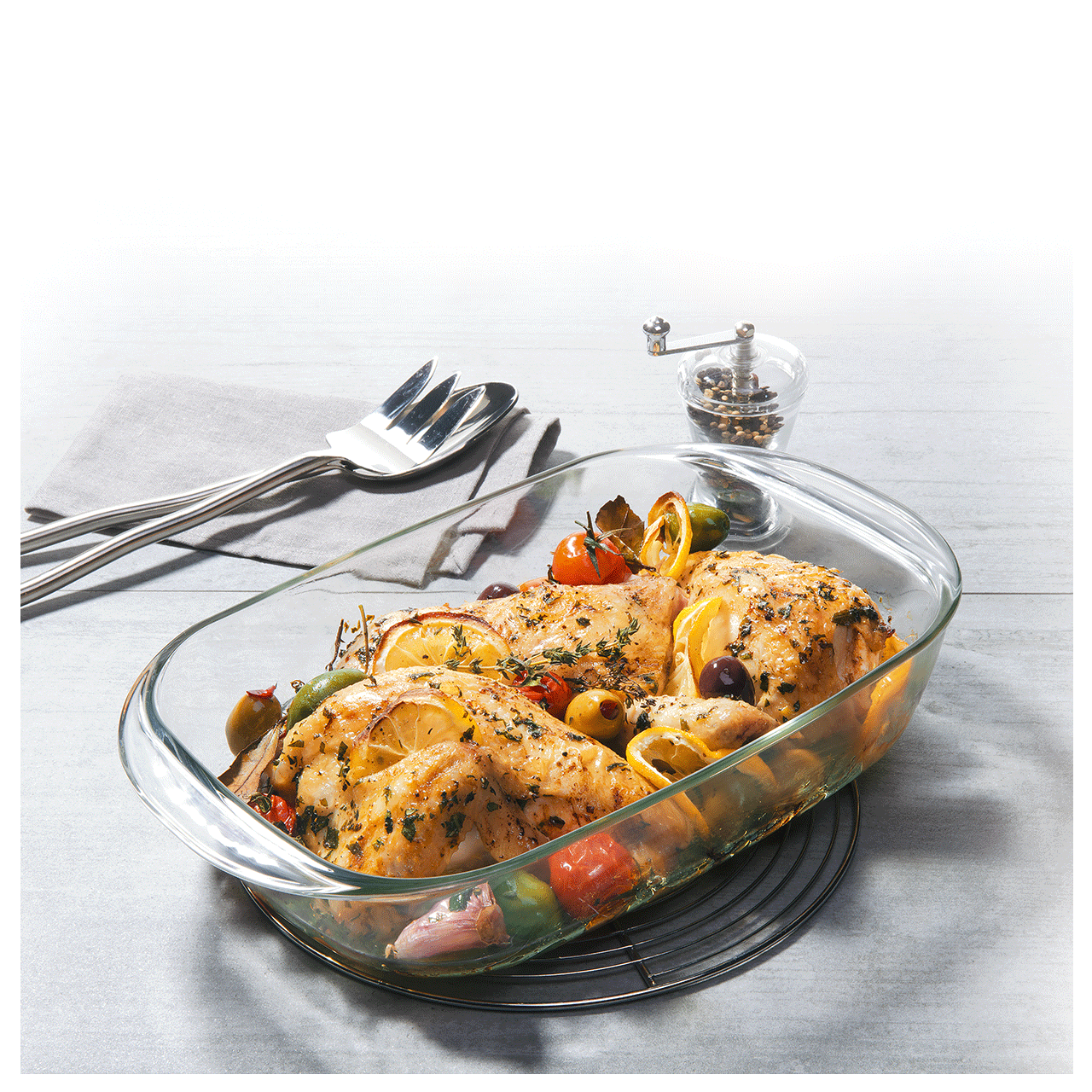 (Limited Rush) DURALEX Doles tempered glass baking tray baked rice plate large, medium and small household 3-piece set