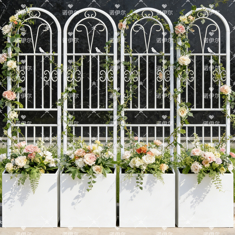 Garden Iron Art Fence, Climbing Trellis, Rose Planting Garden Fence, Outdoor Flower Stand, Enclosure Railing, Iron Flower Box