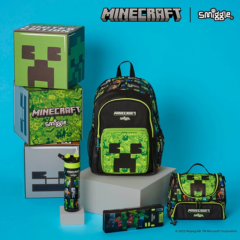 Австралийская школьная сумка Smiggle Minecraft ко-маркированный рюкзак для начальной школы, детская многофункциональная школьная сумка, универсальная школьная сумка