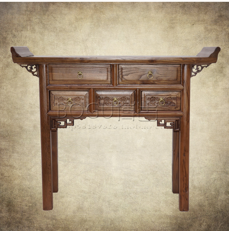 Cổ điển gỗ rắn Ming và Qing đồ cổ dải bảng hiên hiên bàn cho bảng 榆木 神 - Bàn / Bàn 	bộ bàn ghế gỗ phòng khách cổ điển