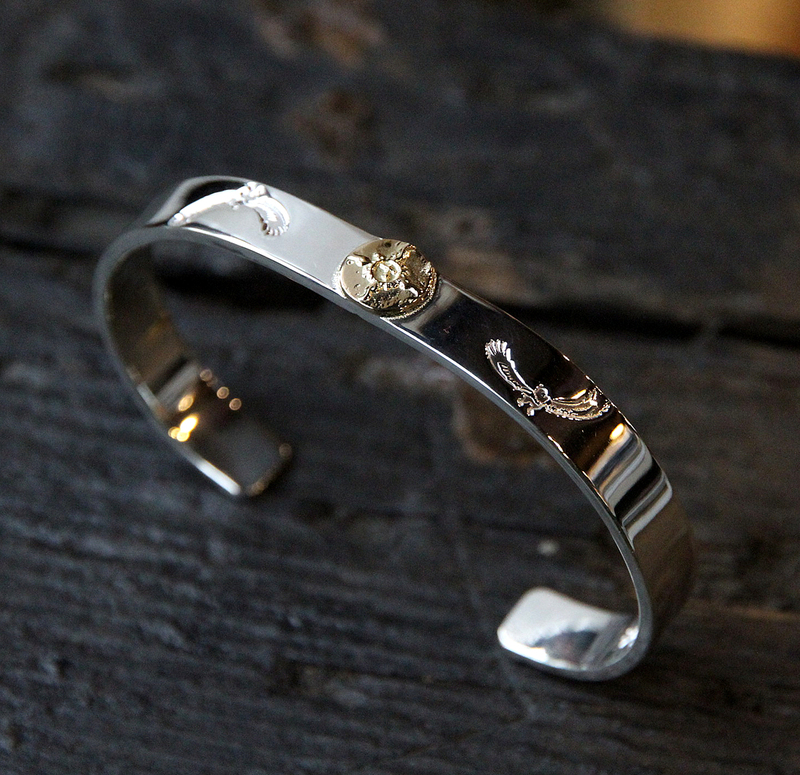 Japan First Arrow's Double Eagle Gold-Plated Polished Handmade Silver Jewelry Silver Bracelet Br-220