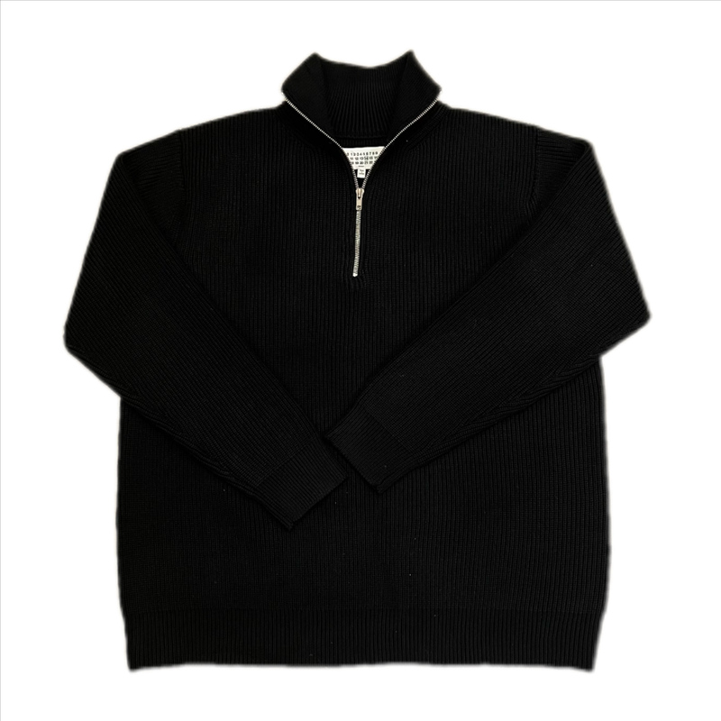 High-Weight Magi-Style Turtleneck Half-Zip Knit Sweater with Four-Corner Seam Design, Unisex