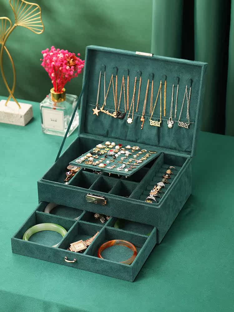 Japan with lock suede cloth first decorated box handmade jewelry containing box wedding Chinese wind female princess upscale ornament box