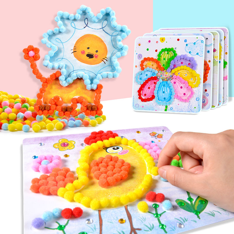 Children's handmade diy making materials package kindergarten hair ball painting girl 38 women's day treasure 6 parent-child toys