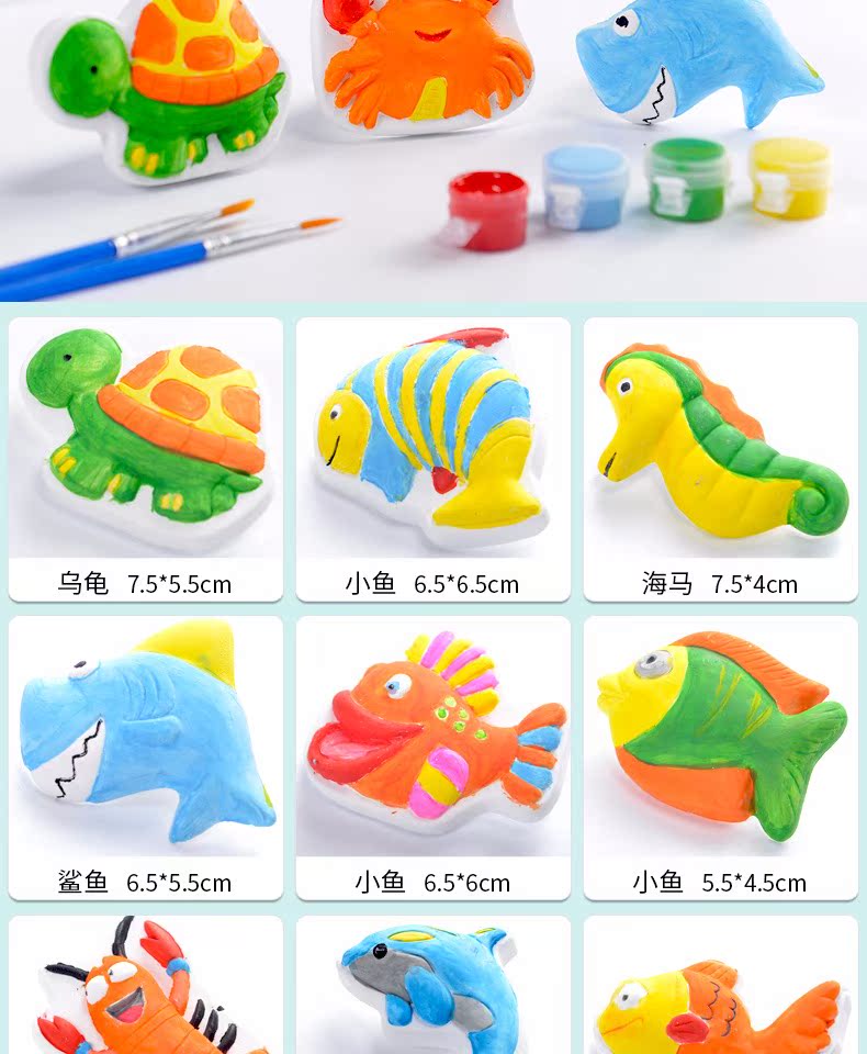 Trẻ em sáng tạo thạch cao búp bê sơn màu mẫu giáo thủ công tự làm sản xuất đồ chơi phôi trắng khuôn gốm tự làm đồ chơi cho bé