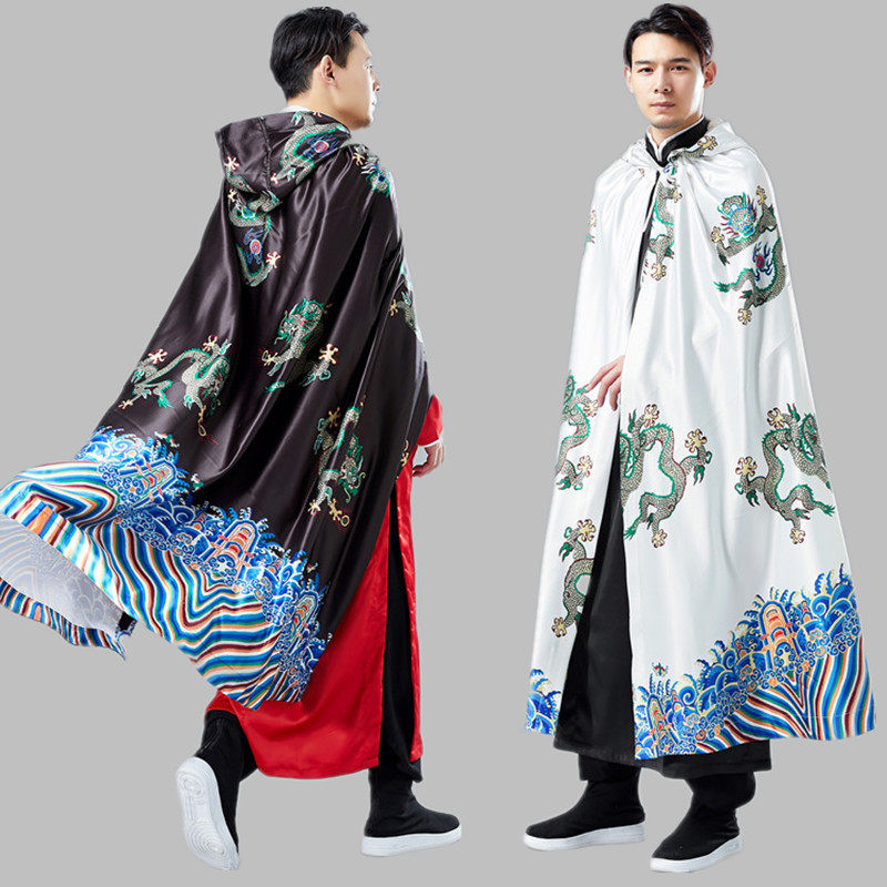 Spring and autumn season Chinese wind printing retro Chinese robes Long version Lianhood with cap hopper fluffy cloister folk Wind comeback ancient Tang costumes