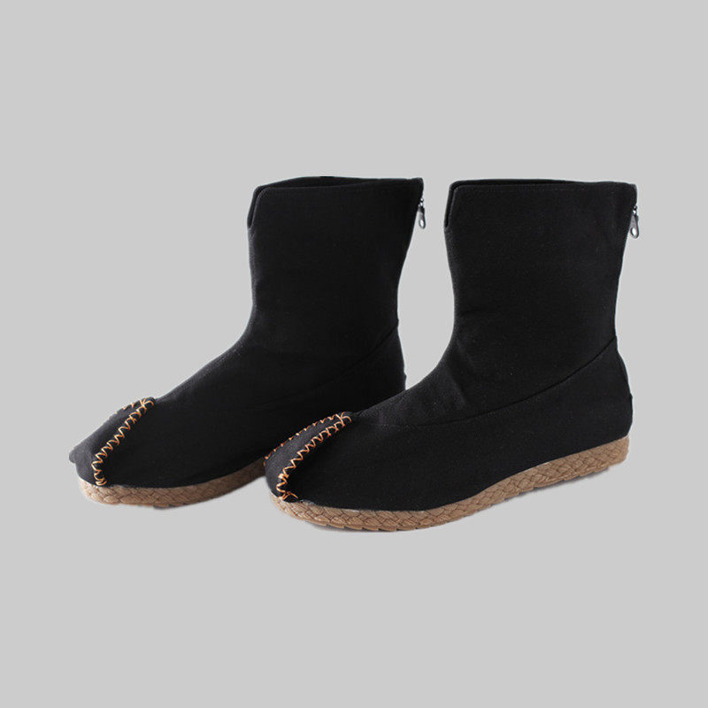 2021 autumn and winter single boots national style Chinese style men's middle tube official shoes layman casual meditation cloth shoes breathable and comfortable