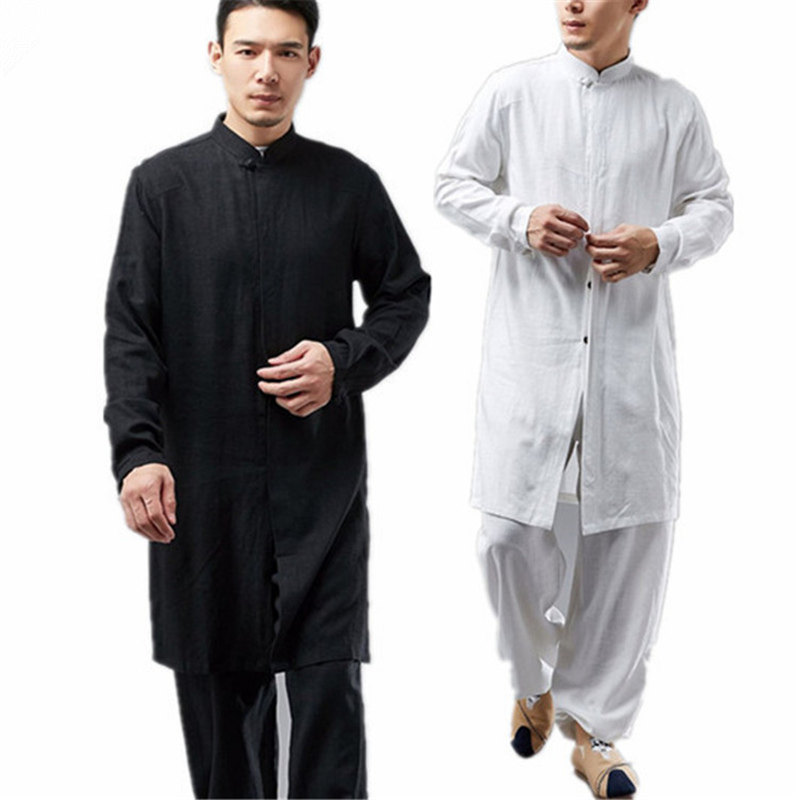 Spring and summer new Republic of China Wind and leisure middle-aged men Two-style suit cotton numb retro art Guus tea Zen suit men's clothing